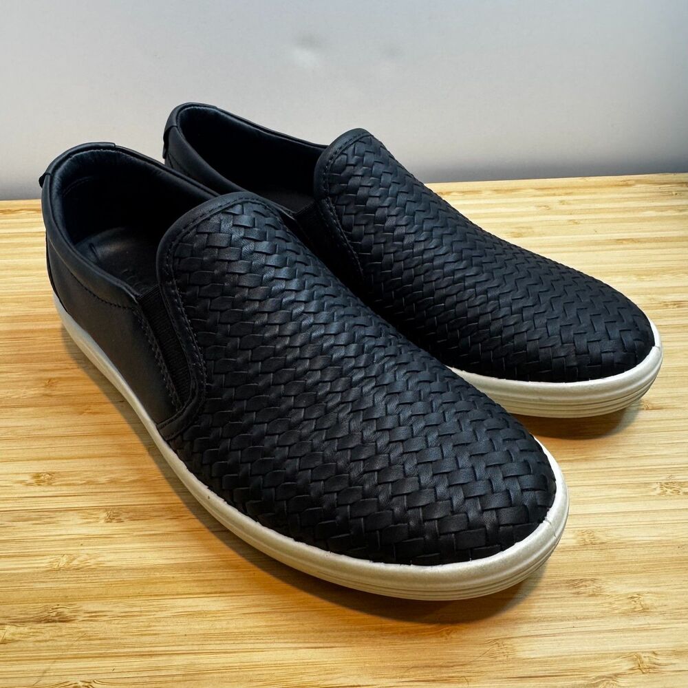 ECCO Soft 7 Woven Slip-On Sneakers Black Leather EU 39 US 8-8.5 Comfort - Picture 3 of 16
